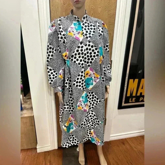 Vintage mod David Brown California caftan tunic Lounger maxi Dress-M - Picture 6 of 16